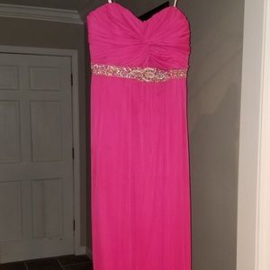 Pink strapless evening gown